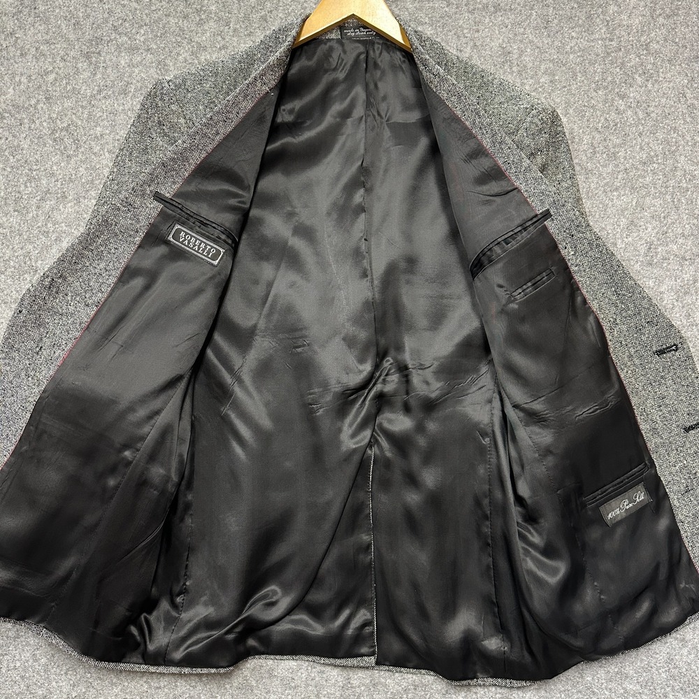 Vintage Roberto Vasalli 100% Silk Tweed Sport Coat Mens R42 Gray Yugoslavia - Picture 3 of 16